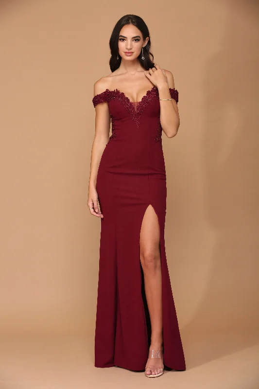 Long Off Shoulder Formal Evening Prom Dress