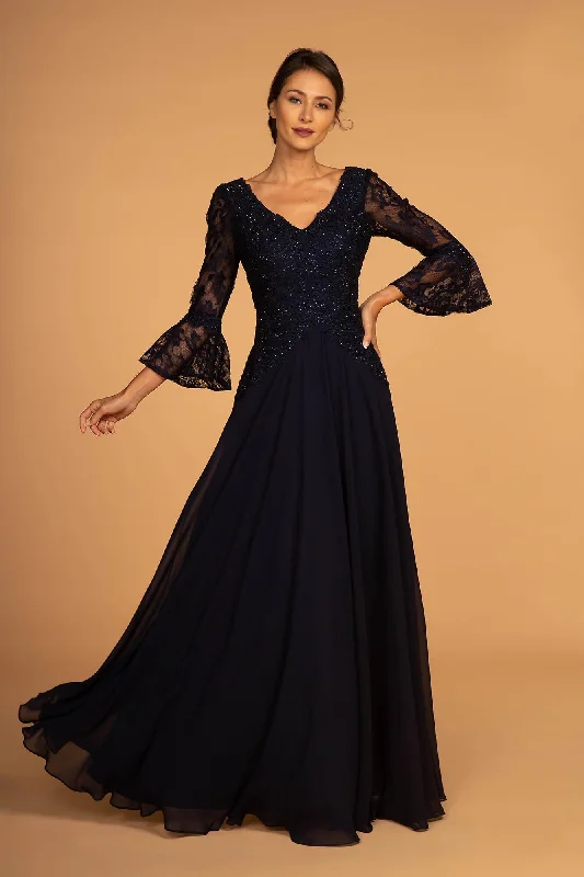 Mother of the Bride Bell Sleeves Long Dress Formal