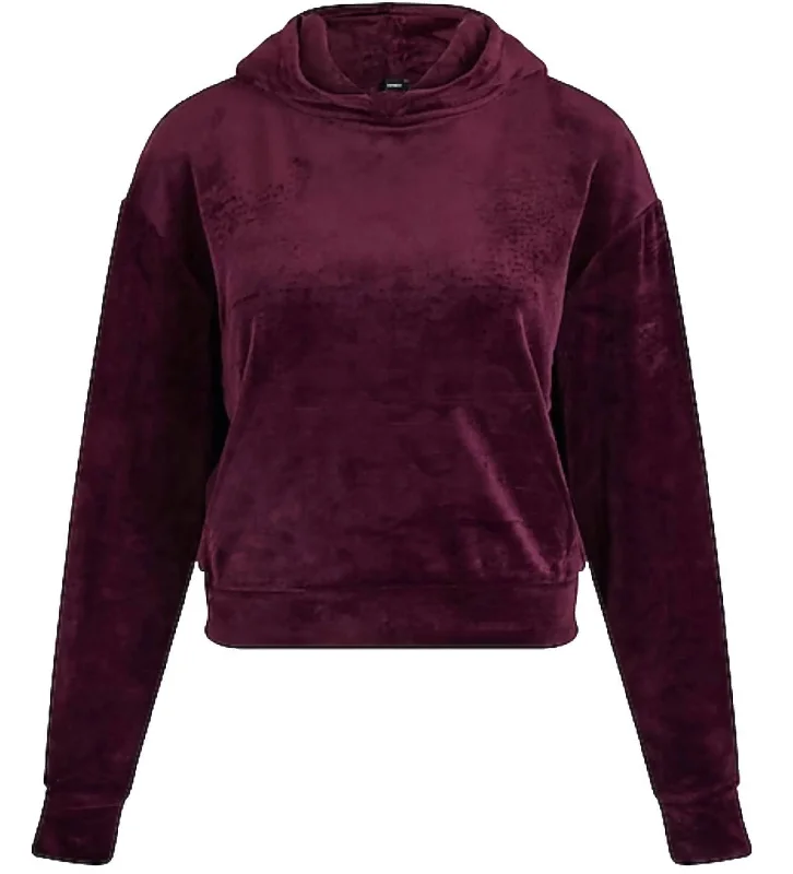 Velour Cropped Pullover In Purple