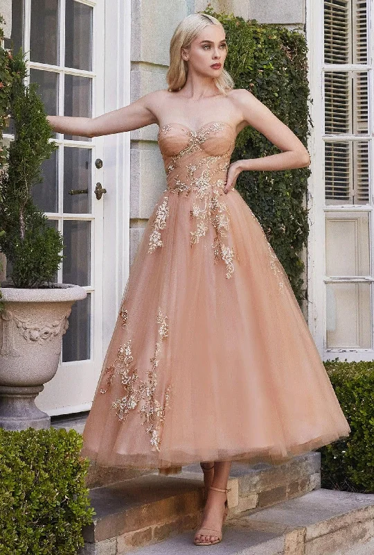 Andrea & Leo A1114 Strapless Tea Length Tulle Dress