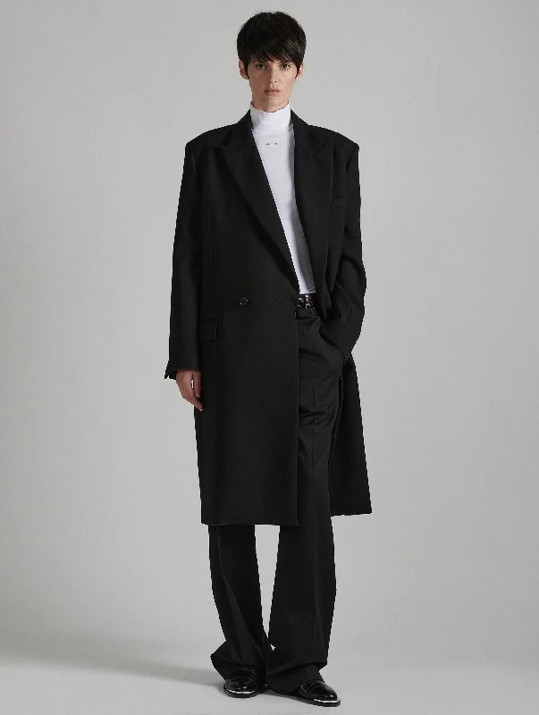 Manteau pardessus en gabardine double noir