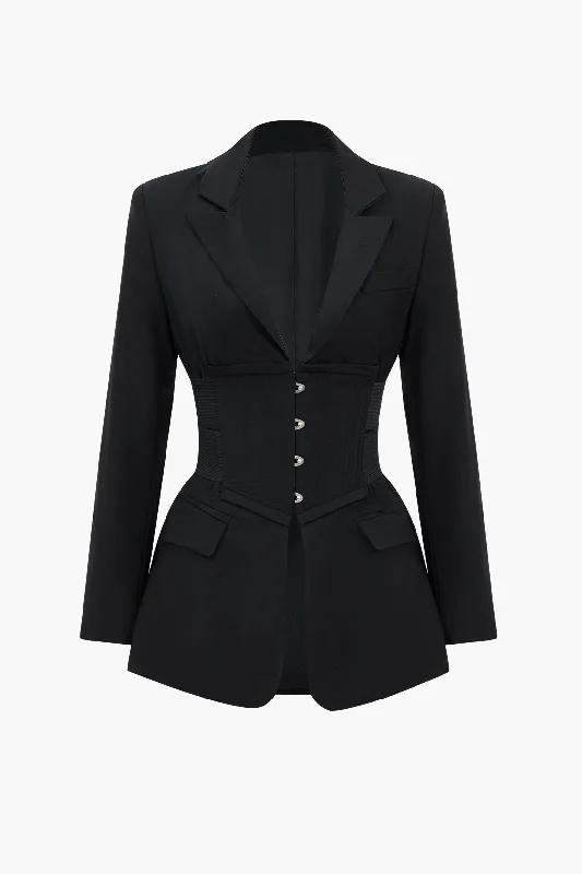 Button Notched Lapel Blazer