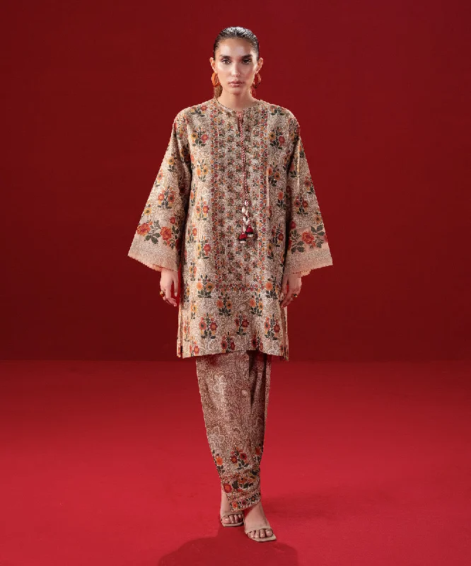 2 Piece - Embroidered Khaddar Suit