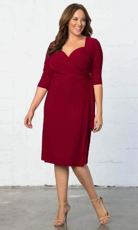 Kiyonna Sweetheart Knit Wrap Short Dress Plus Size