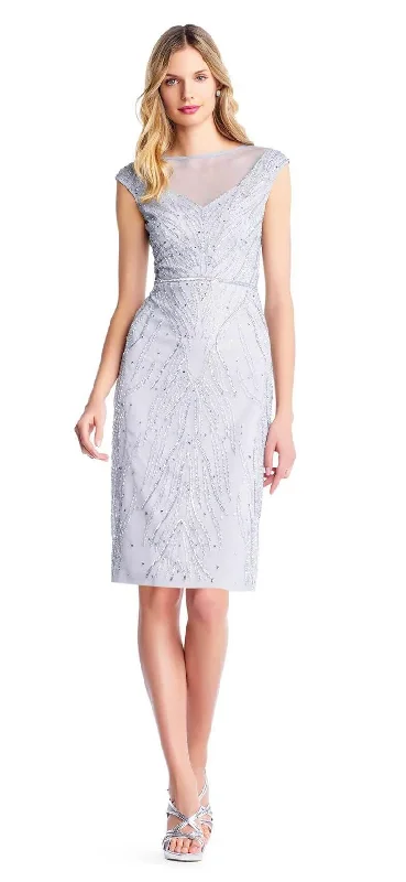 Adrianna Papell AP1E202498 Beaded Cap Sleeve Short Cocktail Dress