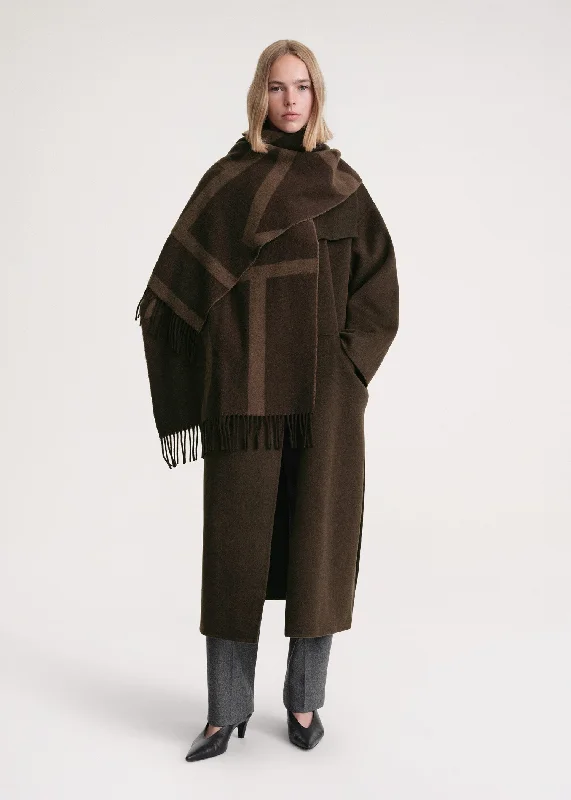 Monogram jacquard wool scarf dark brown