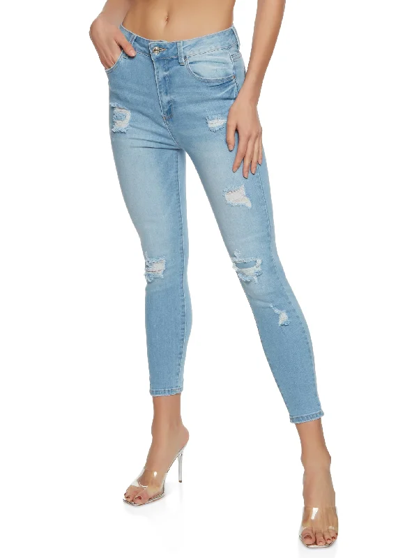 WAX Distressed High Waisted Jeans