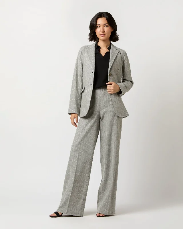 Sarah Blazer in Grey Chalk Stripe Knit