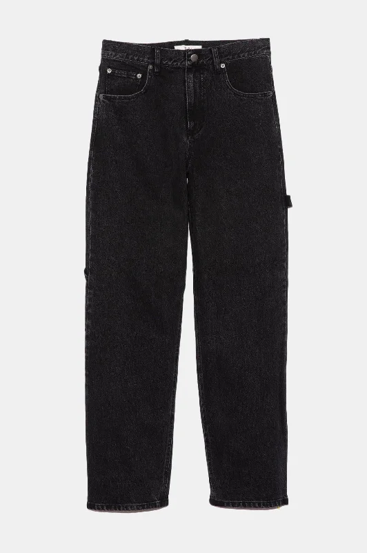 Slouchy Carpenter Jean in Black Denim