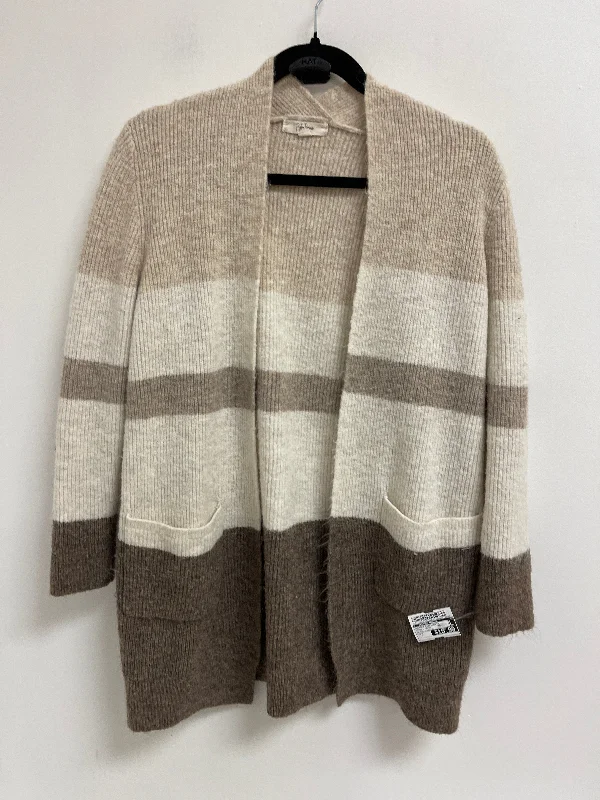 Sweater Cardigan By Clothes Mentor In Brown & Cream, Size: M