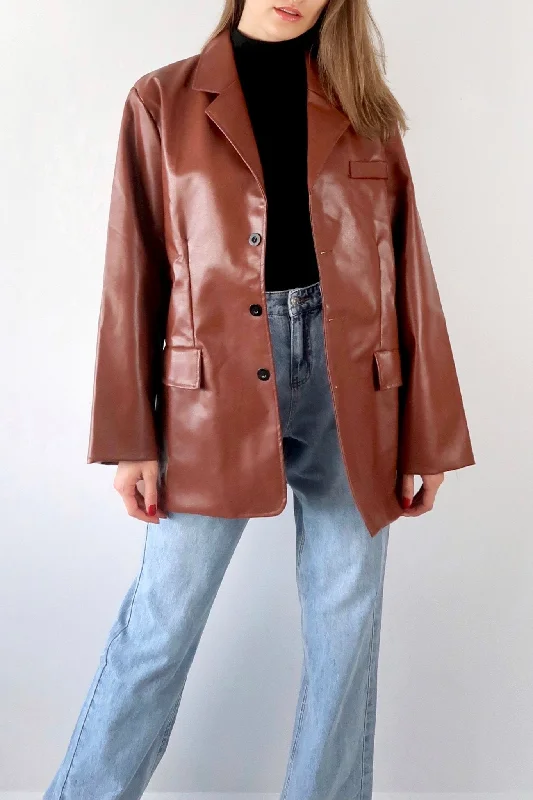 Retro vibe oversized leather blazer