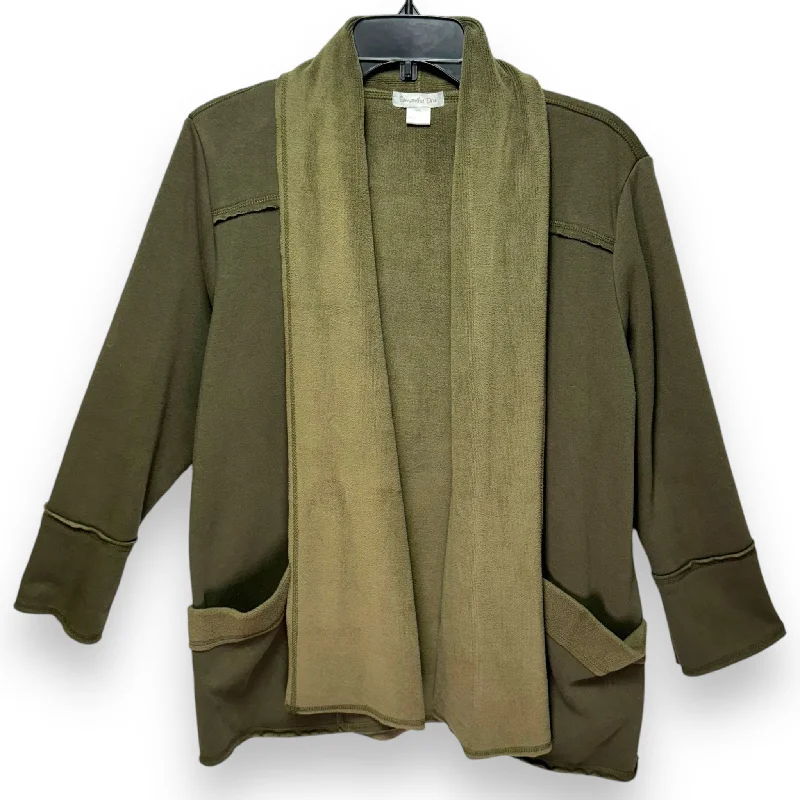 Velour Lined Cardigan By Samantha Dru In Green, Size: L