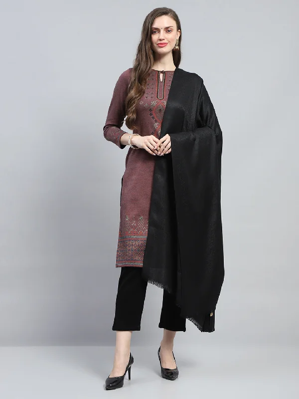 Women Black Solid Shawl