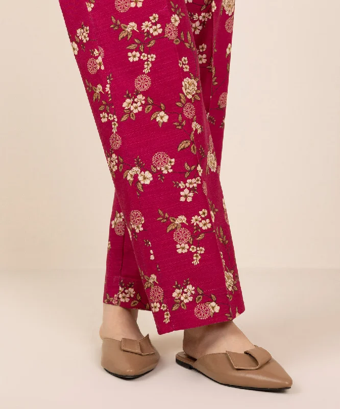 Printed Khaddar Straight Pants