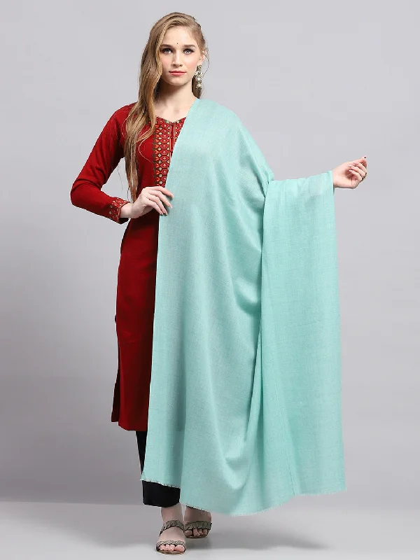 Women Sea Green Solid Shawl