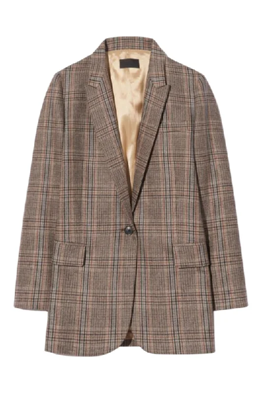 Nili Lotan Diane Blazer in Sand Plaid