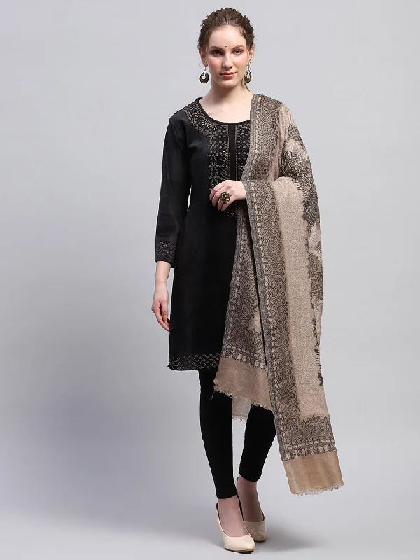 Women Beige Self Design Shawl