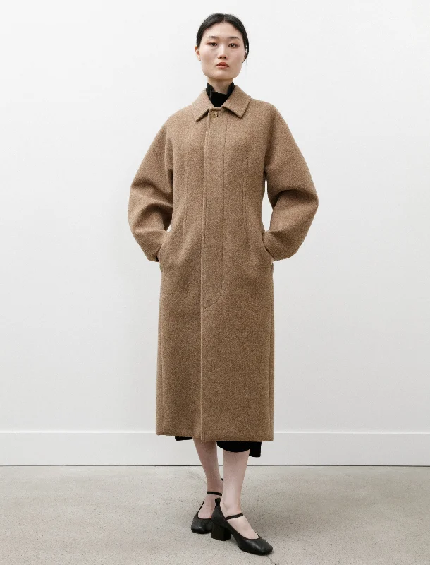 Sponge Wool Melton Soutien Collar Coat Top Brown