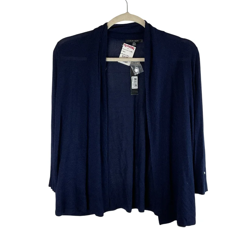 Cardigan By Cyrus Knits In Navy, Size: 2x