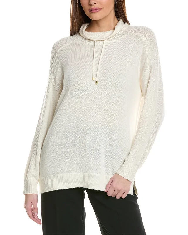 Anne Klein Mock Neck Wool & Cashmere-Blend Sweatshirt