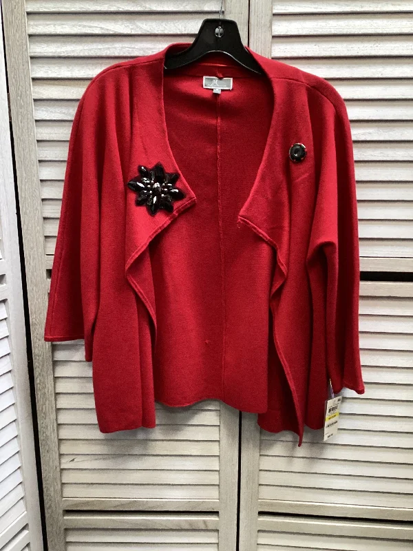 Cardigan By Jm Collections In Red, Size: M