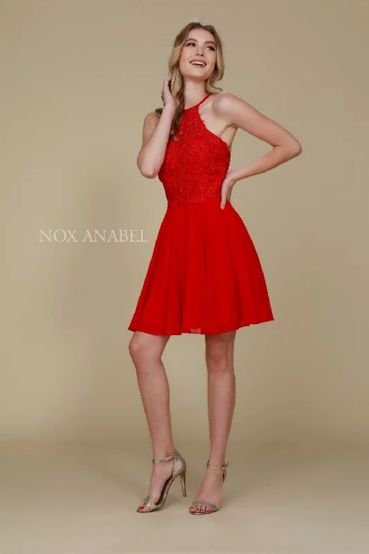 Short High Neck Embroidered Homecoming Cocktail Dress