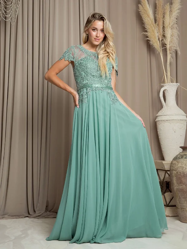 Long Mother of the Bride Beaded Chiffon Formal Gown