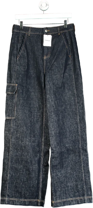 Whistles Blue Dark Denim Wide Leg Cargo Jean W28