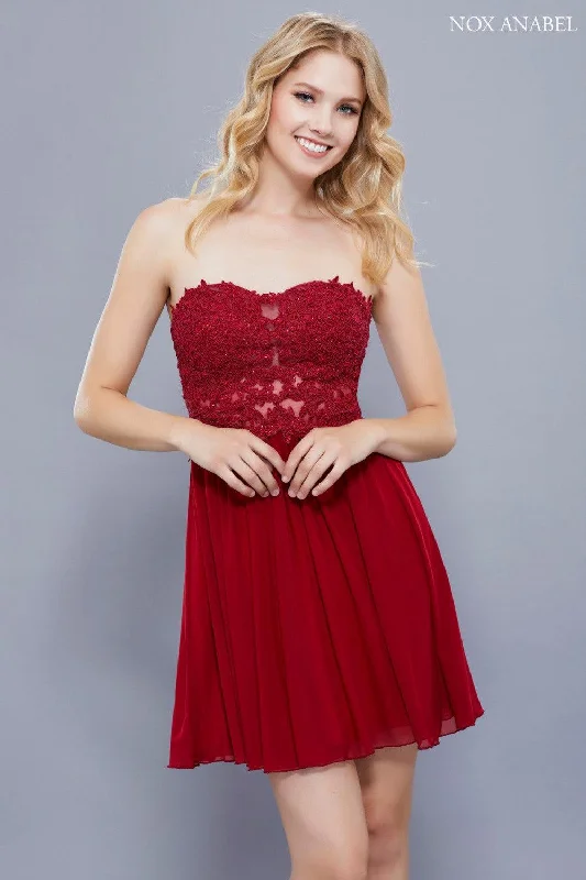 Short Strapless Formal Prom Cocktail Dress