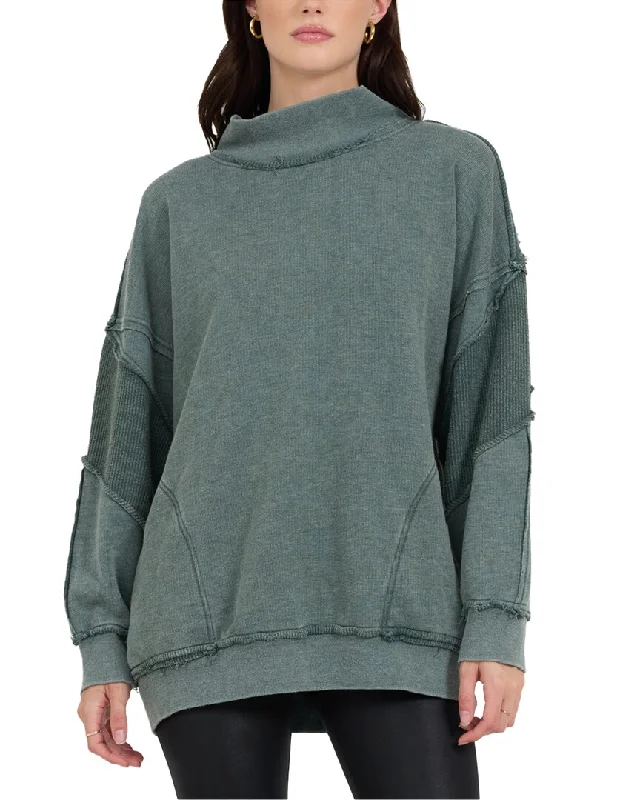 Vintage Havana Washed Corded Terry Mock Neck Sweatshirt