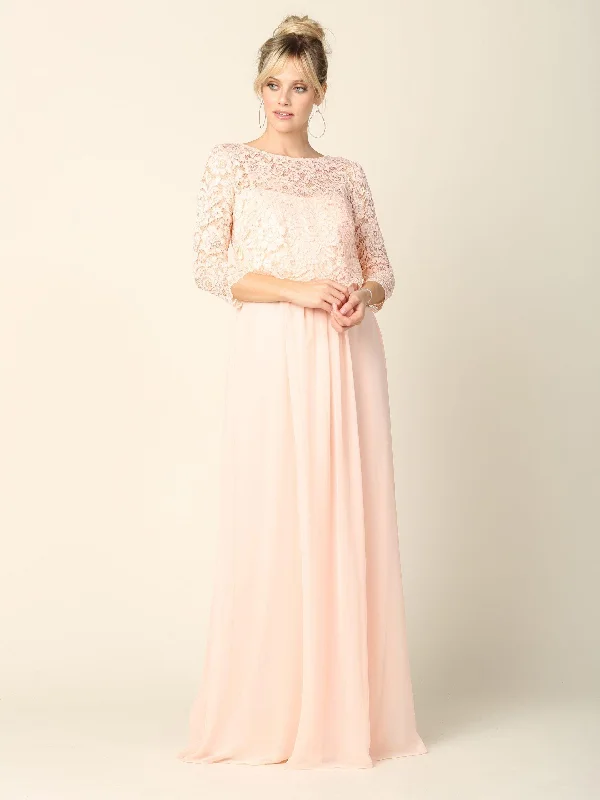 Long 3/4 Sleeve Mother of the Bride Chiffon Dress Sale