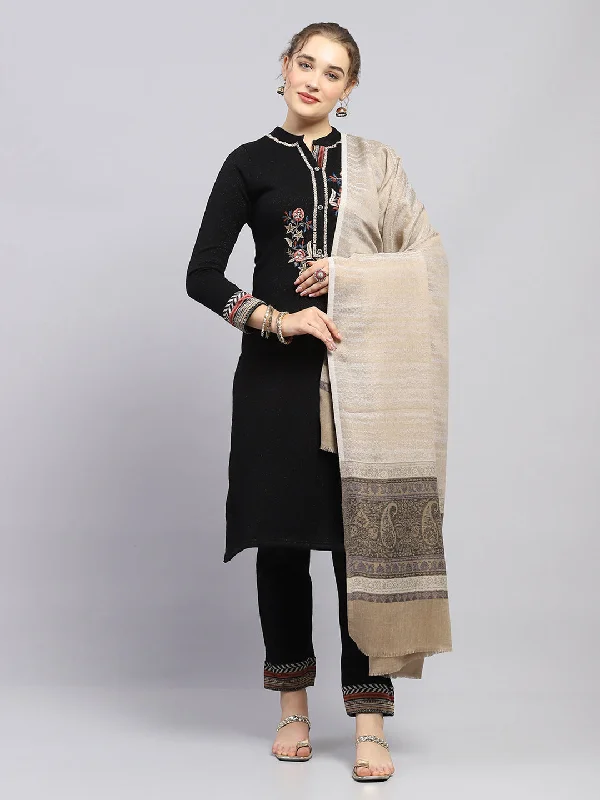 Women Beige Self Design Shawl