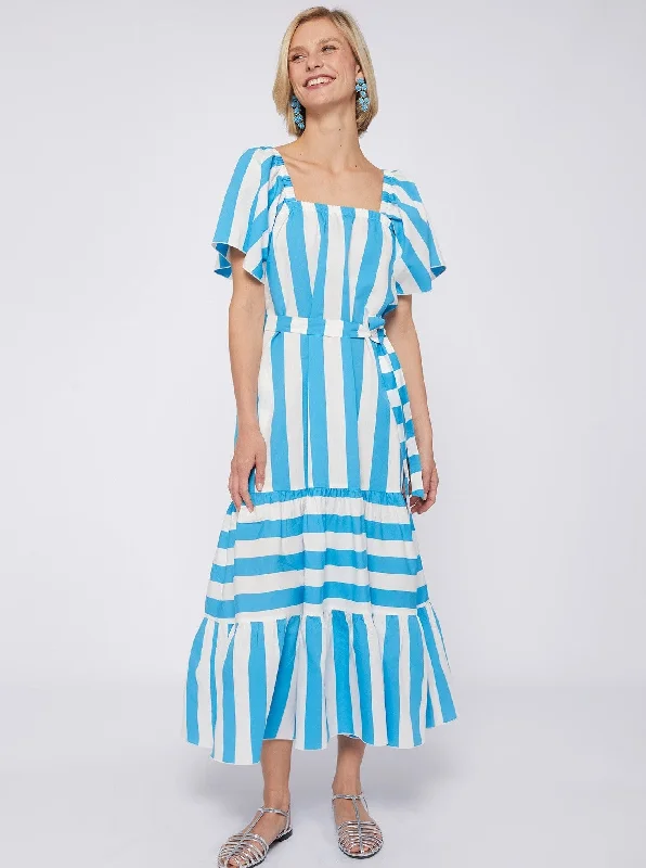 Palmira Dress in Turquoise Stripe