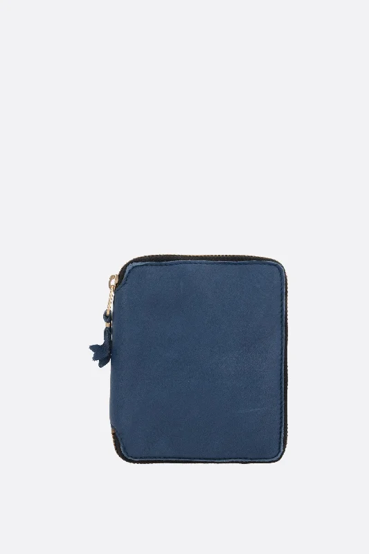 washed leather small zip-around wallet