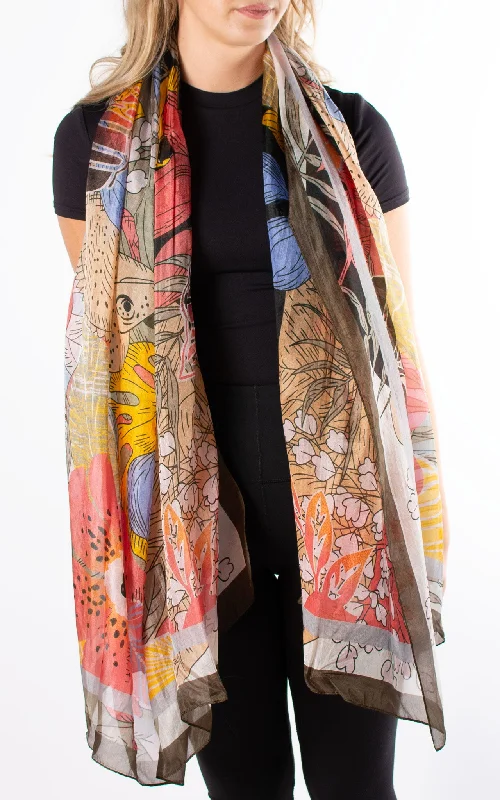 Khaki & Yellow Chameleon Silk Scarf