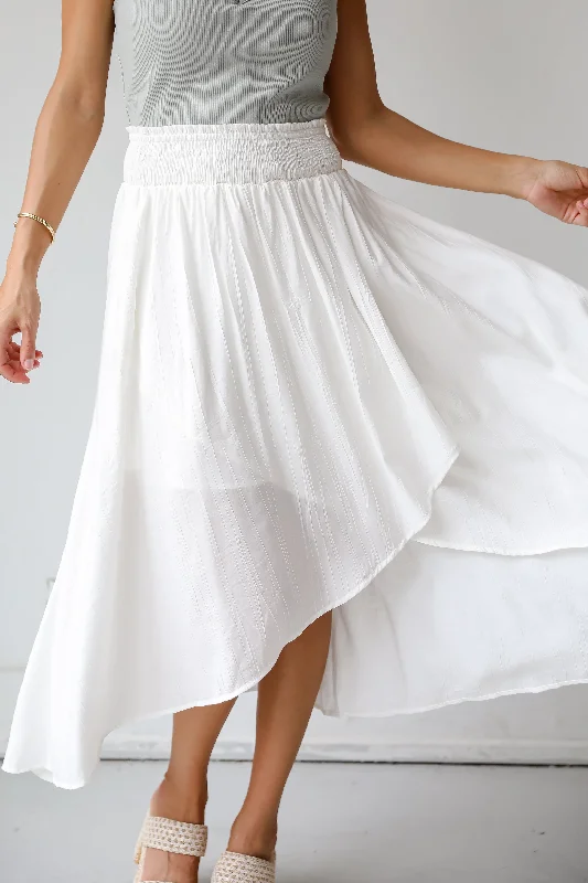 FINAL SALE - Dreamy Crush White Satin Midi Skirt