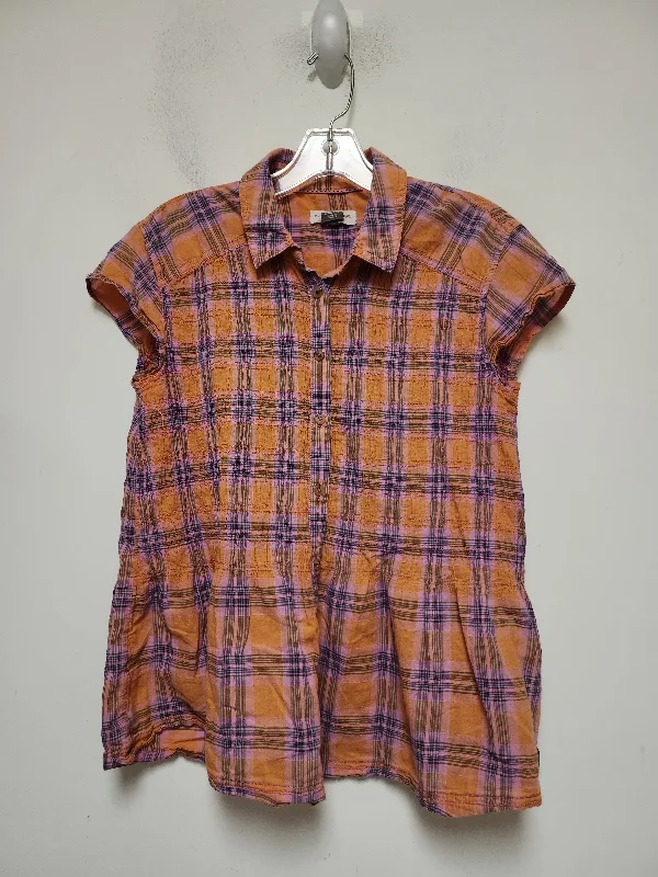 Plaid Pattern Top Short Sleeve Pilcro, Size Xs