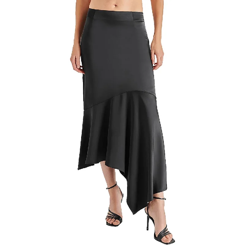 Womens Asymmetric Hidden Back Zipper Maxi Skirt