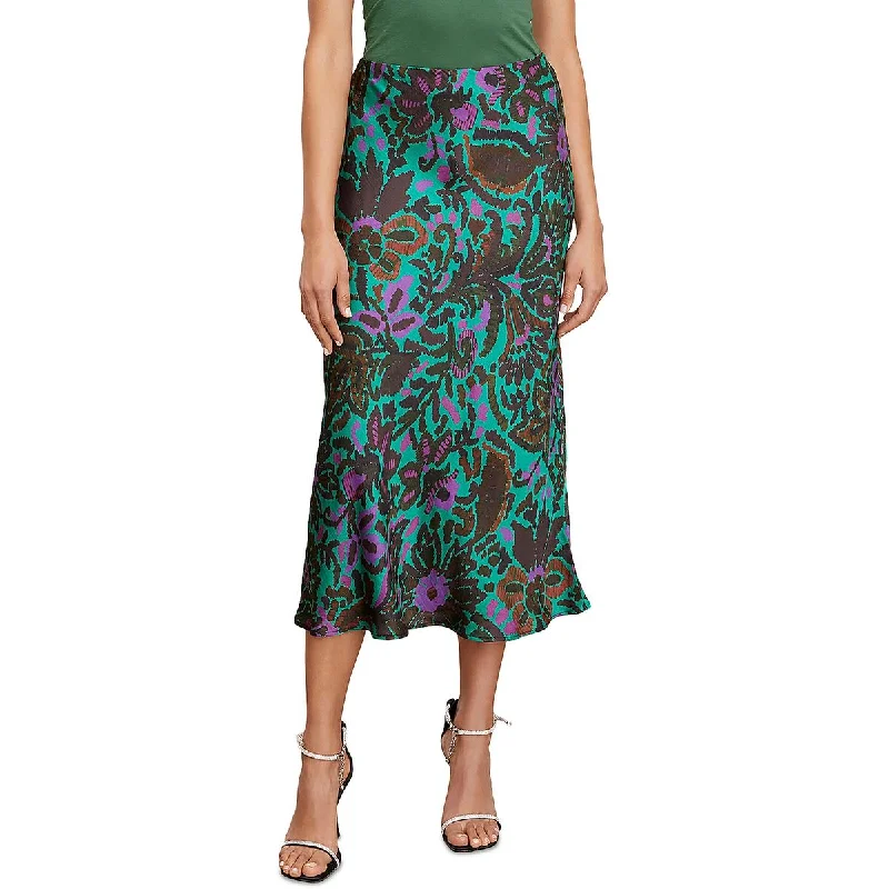 Womens Floral Print Midi Midi Skirt