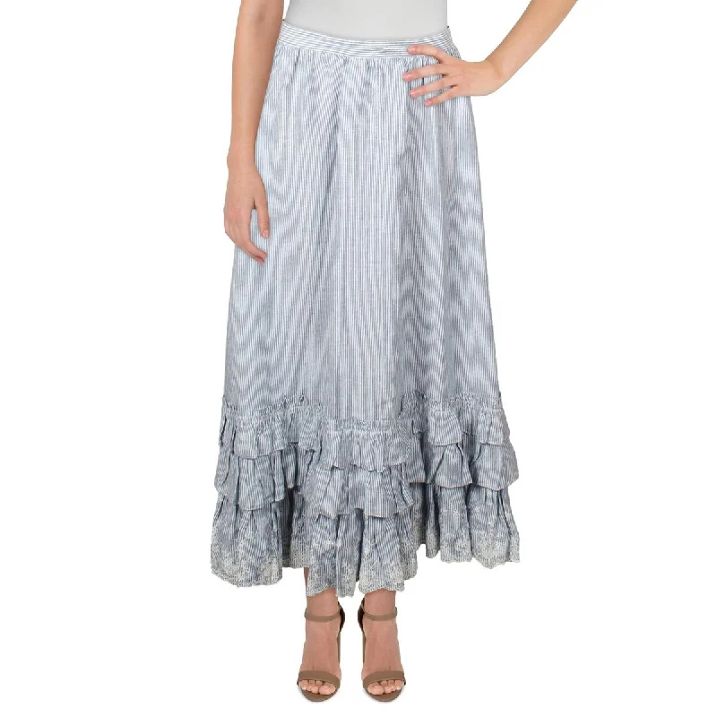 Womens Linen Emboirdered Skirt