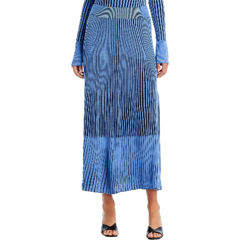 Womens Midi Ribbed A-Line Skirt