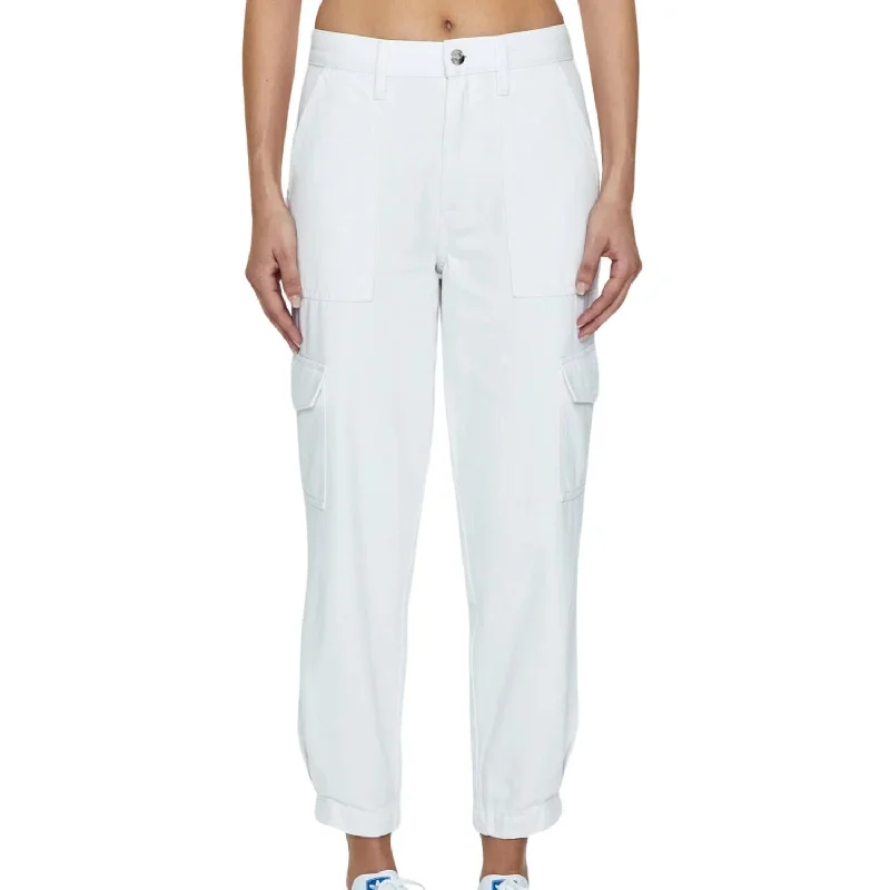 Josephine High Rise Tapered Cargo In White