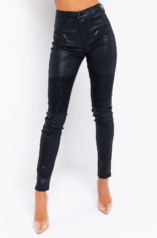 MOTO PU PANTS BLACK