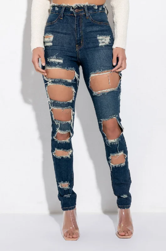 SEXY DENIM HIGH RISE DENIM DARK BLUE DENIM