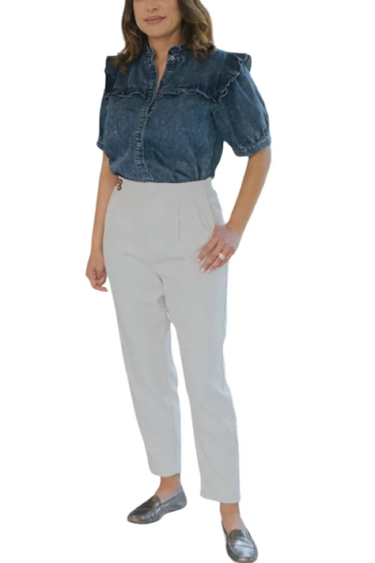 Textured Casual Pants In Stone