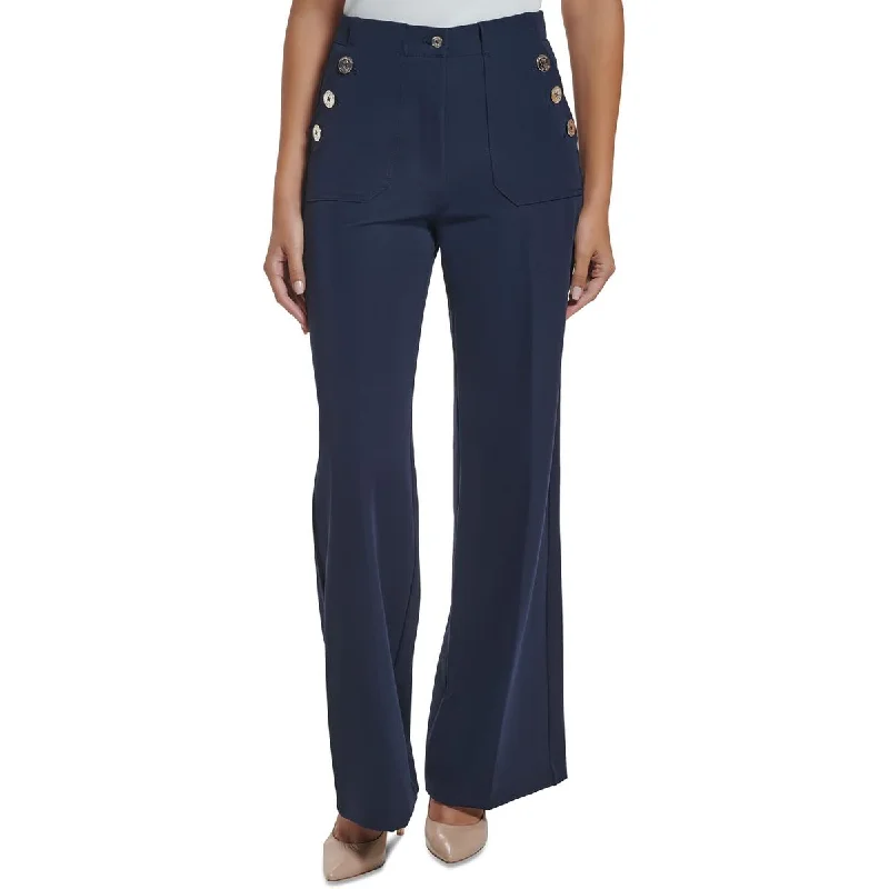 Womens Button Sailr Wide Leg Pants