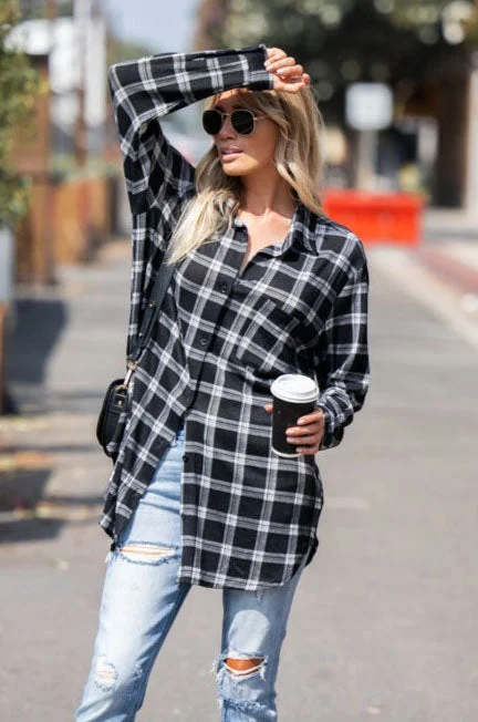 Plaid Knit Boyfriend Shirt