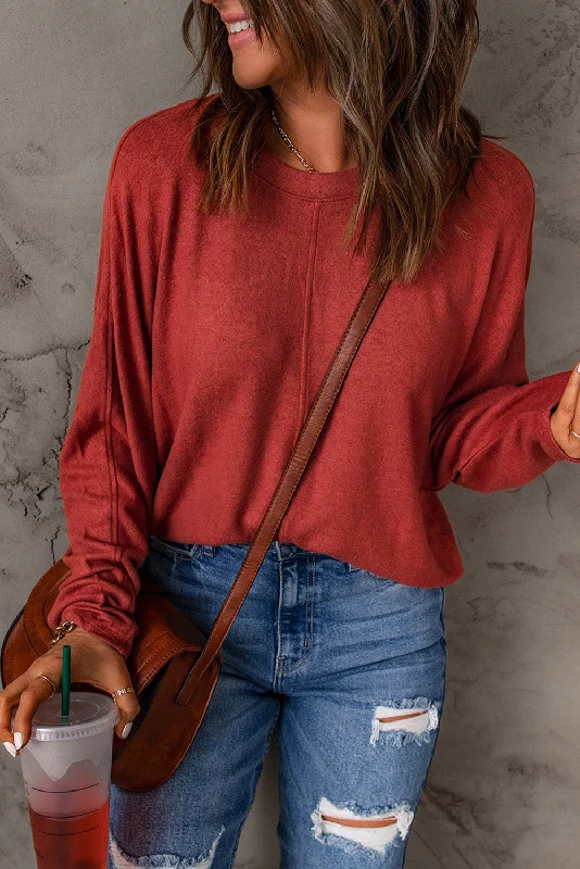 Solid Color Patchwork Long Sleeve Top