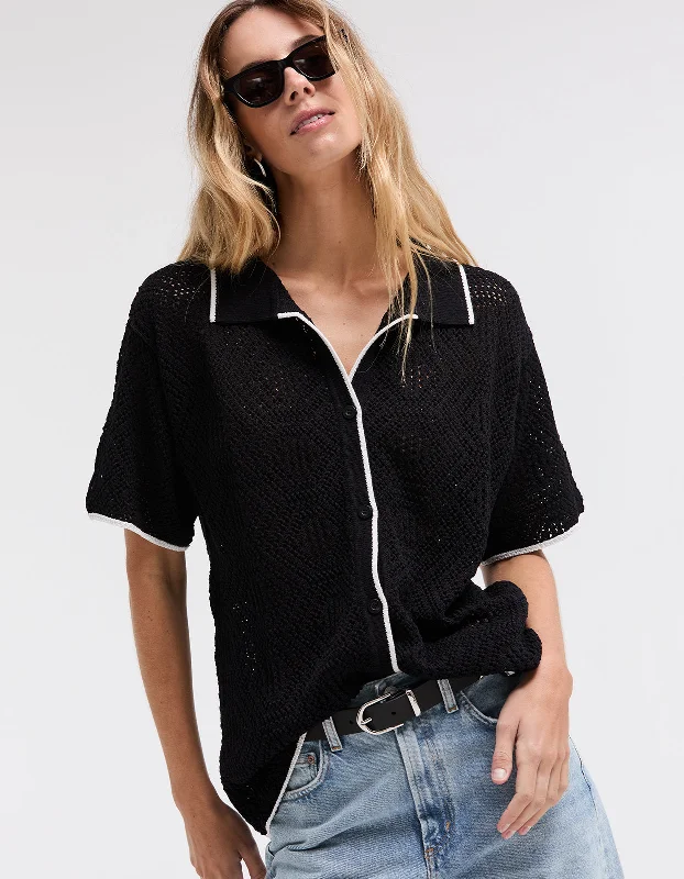 Casper Crochet Shirt - Black