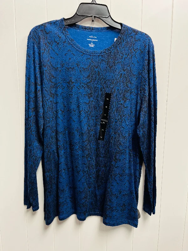 Top Long Sleeve By Banana Republic In Black & Blue, Size: Xl